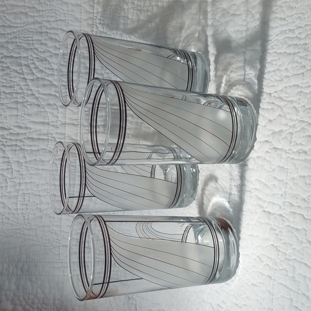 MCM Signed Color Wave High Ball Drinking Glasses Set of 4 Barware - Picture 4 of 7